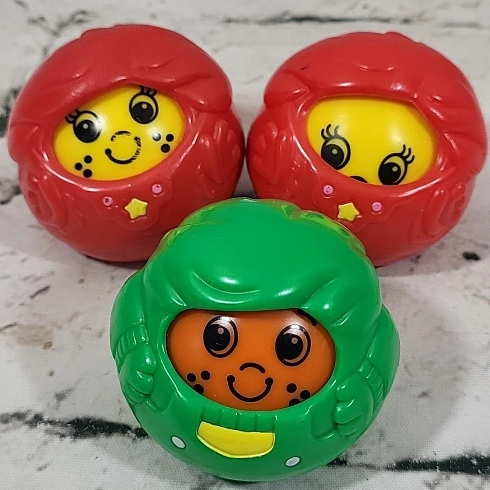 Fisher-Price Roll Around Sensory Balls Blocks Assorted Lot of 5 Funny Faces‎